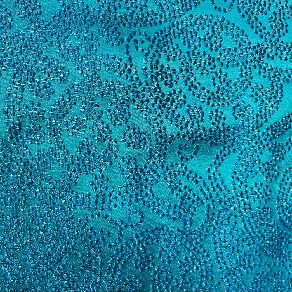 Vintage Blue Turquoise Metallic Dress Suit Set with Blazer Size Medium